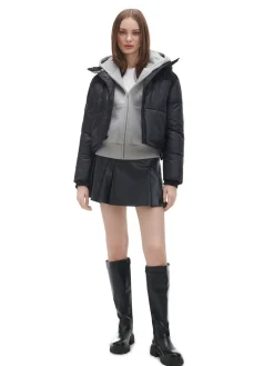 Cropp Kurtki, Płaszcze*Czarna kurtka puffer z kapturem czarny