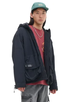 Cropp Kurtki Zimowe|Kurtki, Płaszcze*Czarna kurtka z kapturem czarny