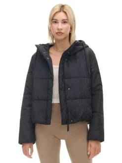 Cropp Kurtki, Płaszcze*Czarna kurtka z kapturem czarny