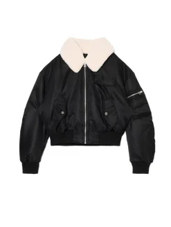 Cropp Kożuszki, Futerka*Czarna kurtka z odpinanym kołnierzem czarny