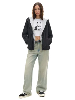 Cropp Kurtki, Płaszcze*Czarna kurtka z regulowanym kapturem czarny