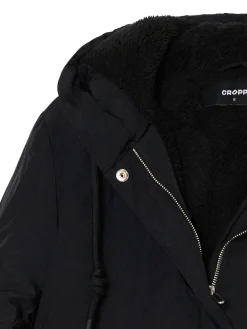 Cropp Kurtki, Płaszcze|Kożuszki, Futerka*Czarna parka z kapturem czarny