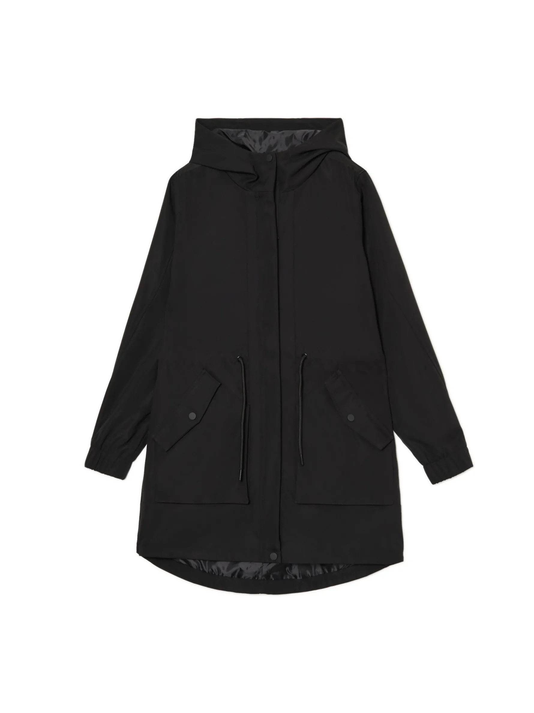 Cropp Kurtki, Płaszcze*Czarna parka z kapturem czarny