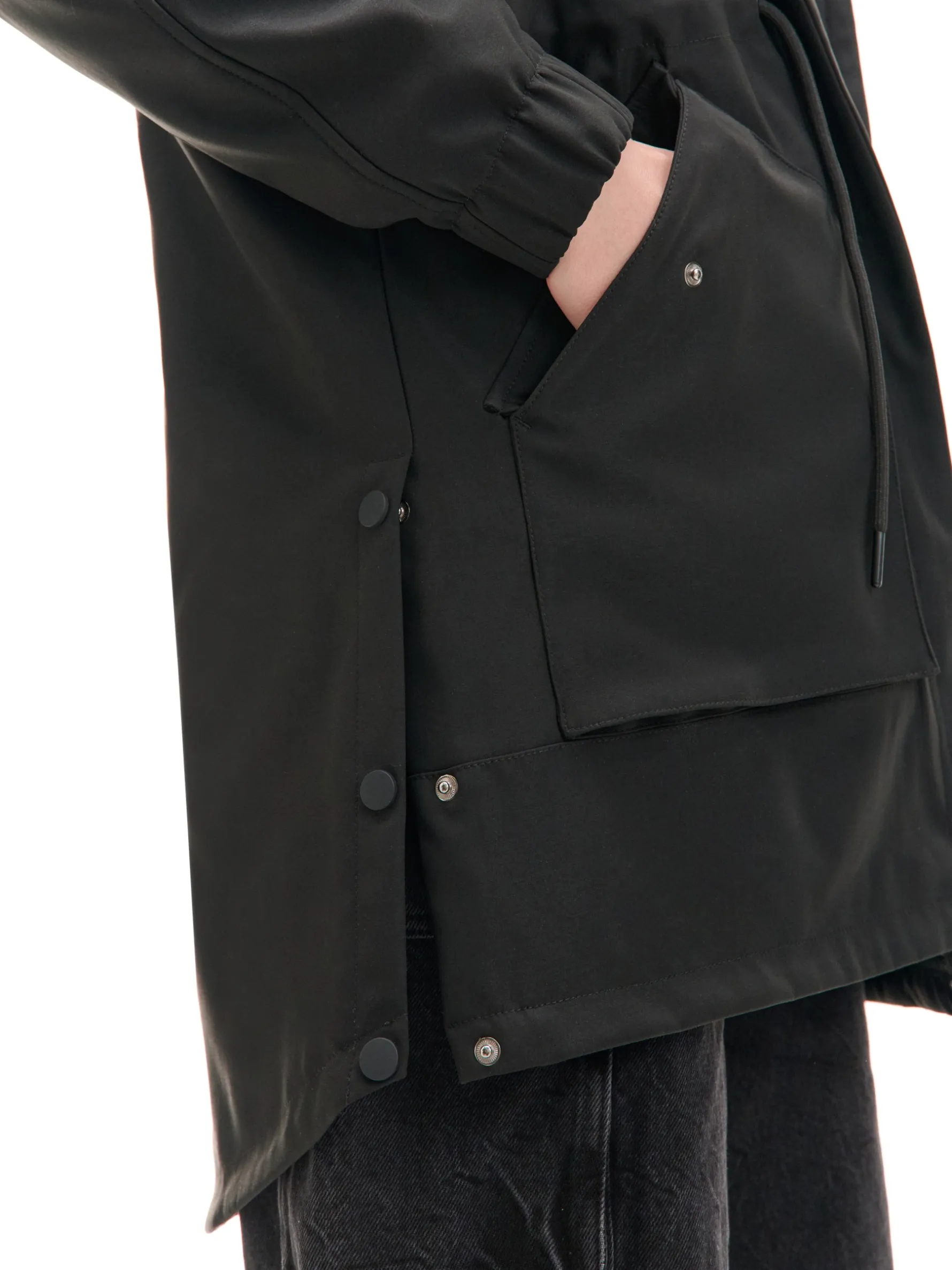 Cropp Kurtki, Płaszcze*Czarna parka z kapturem czarny