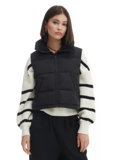 Cropp Kurtki, Płaszcze*Czarna pikowana kamizelka czarny