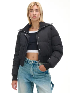 Cropp Kurtki, Płaszcze*Czarna pikowana kurtka bomber czarny