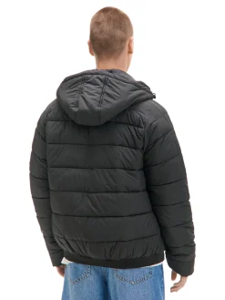 Cropp Kurtki Zimowe|Kurtki, Płaszcze*Czarna pikowana kurtka z kapturem czarny