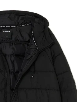 Cropp Kurtki Zimowe|Kurtki, Płaszcze*Czarna pikowana kurtka z kapturem czarny