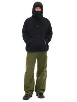 Cropp Bluzy*Czarna polarowa bluza z kapturem czarny