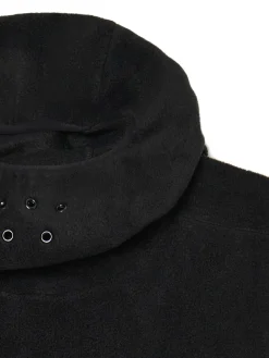 Cropp Bluzy*Czarna polarowa bluza z kapturem czarny