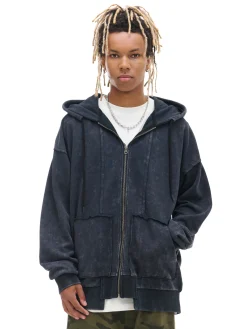 Cropp Bluzy*Czarna rozpinana bluza z kapturem czarny