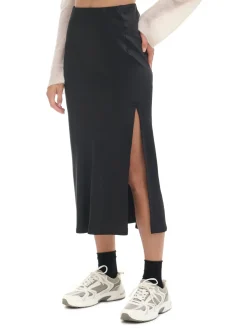 Cropp Spódnice*Czarna satynowa spódnica czarny