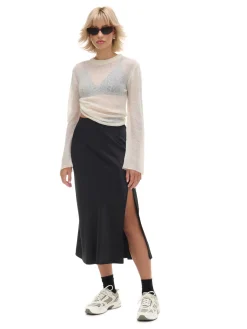 Cropp Spódnice*Czarna satynowa spódnica czarny