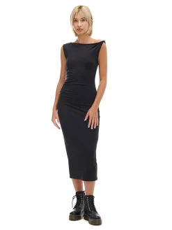 Cropp Sukienki, Kombinezony*Czarna sukienka maxi z marszczeniem czarny