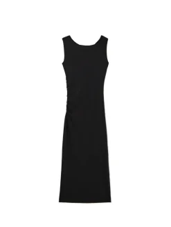 Cropp Sukienki, Kombinezony*Czarna sukienka maxi z marszczeniem czarny