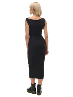 Cropp Sukienki, Kombinezony*Czarna sukienka maxi z marszczeniem czarny