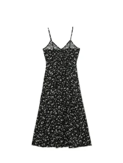 Cropp Sukienki, Kombinezony*Czarna sukienka midi z motywem kwiatowym czarny