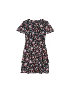 Cropp Sukienki, Kombinezony*Czarna sukienka mini w kwiaty czarny