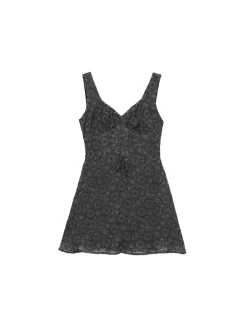 Cropp Sukienki, Kombinezony*Czarna sukienka mini w kwiaty czarny