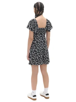Cropp Sukienki, Kombinezony*Czarna sukienka mini w stokrotki biały