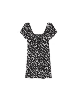 Cropp Sukienki, Kombinezony*Czarna sukienka mini w stokrotki biały