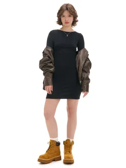 Cropp Sukienki, Kombinezony*Czarna sukienka mini z długimi rękawami czarny