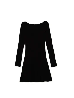 Cropp Sukienki, Kombinezony*Czarna sukienka mini z długimi rękawami czarny