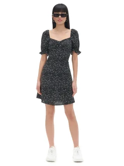 Cropp Sukienki, Kombinezony*Czarna sukienka mini z motywem kwiatowym czarny