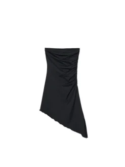 Cropp Sukienki, Kombinezony*Czarna sukienka z ozdobnym marszczeniem czarny