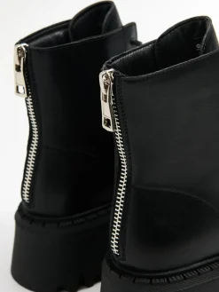 Cropp Botki, Trzewiki*Czarne botki zapinane na zamek czarny