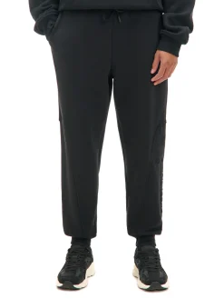 Cropp Spodnie*Czarne dresowe joggery z nadrukiem na nogawce czarny