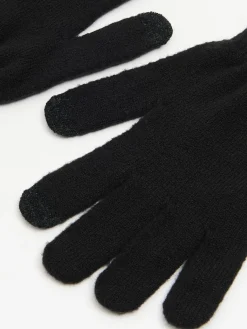 Cropp Rękawiczki*Czarne dzianinowe rękawiczki czarny