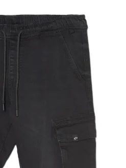 Cropp Jeansy*Czarne jeansowe joggery cargo czarny