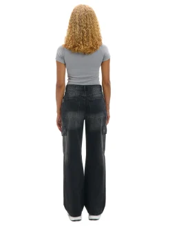 Cropp Jeansy*Czarne jeansy baggy PETITE czarny