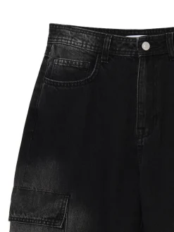 Cropp Jeansy*Czarne jeansy baggy PETITE czarny