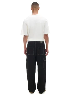 Cropp Jeansy|Baggy*Czarne jeansy baggy z kieszeniami cargo czarny