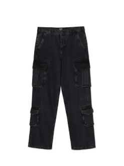 Cropp Jeansy|Baggy*Czarne jeansy baggy z kieszeniami cargo szary