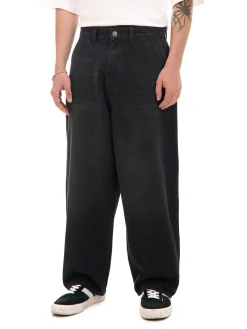 Cropp Jeansy*Czarne jeansy skater z efektem sprania czarny