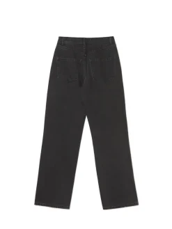 Cropp Jeansy*Czarne jeansy straight z efektem sprania czarny