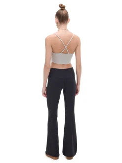 Cropp Spodnie*Czarne spodnie flare z wysokim stanem czarny