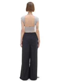 Cropp Spodnie*Czarne spodnie wide leg czarny