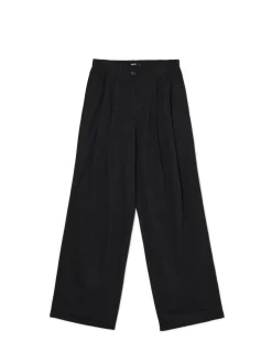 Cropp Spodnie*Czarne spodnie wide leg czarny