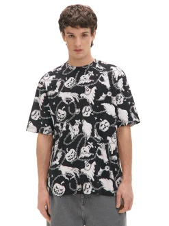 Cropp Koszulki*Czarno-biała koszulka z motywem duchów czarny