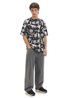 Cropp Koszulki*Czarno-biała koszulka z motywem duchów czarny