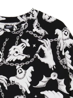 Cropp Koszulki*Czarno-biała koszulka z motywem duchów czarny
