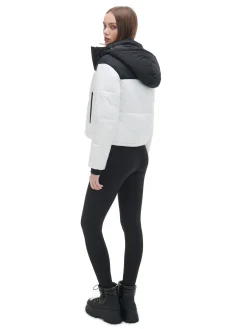 Cropp Kurtki, Płaszcze*Czarno-biała kurtka puffer z kapturem biały