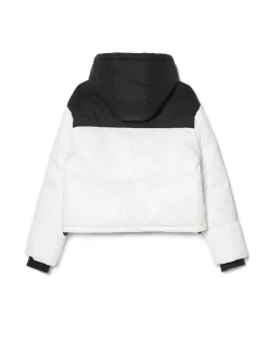Cropp Kurtki, Płaszcze*Czarno-biała kurtka puffer z kapturem biały