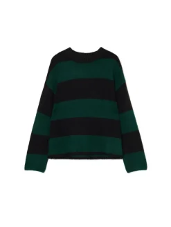 Cropp Swetry*Czarno- sweter w paski zielony