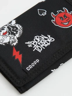 Cropp Portfele|Basic*Czarny portfel z nadrukami biały