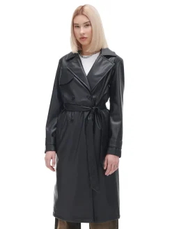 Cropp Kurtki, Płaszcze*trencz z imitacji skóry czarny